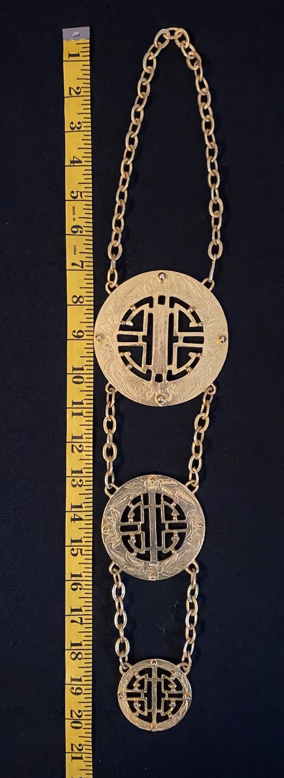 Vtg Alexis Kirk Large 3 Medallion Asian Style Necklace Runway