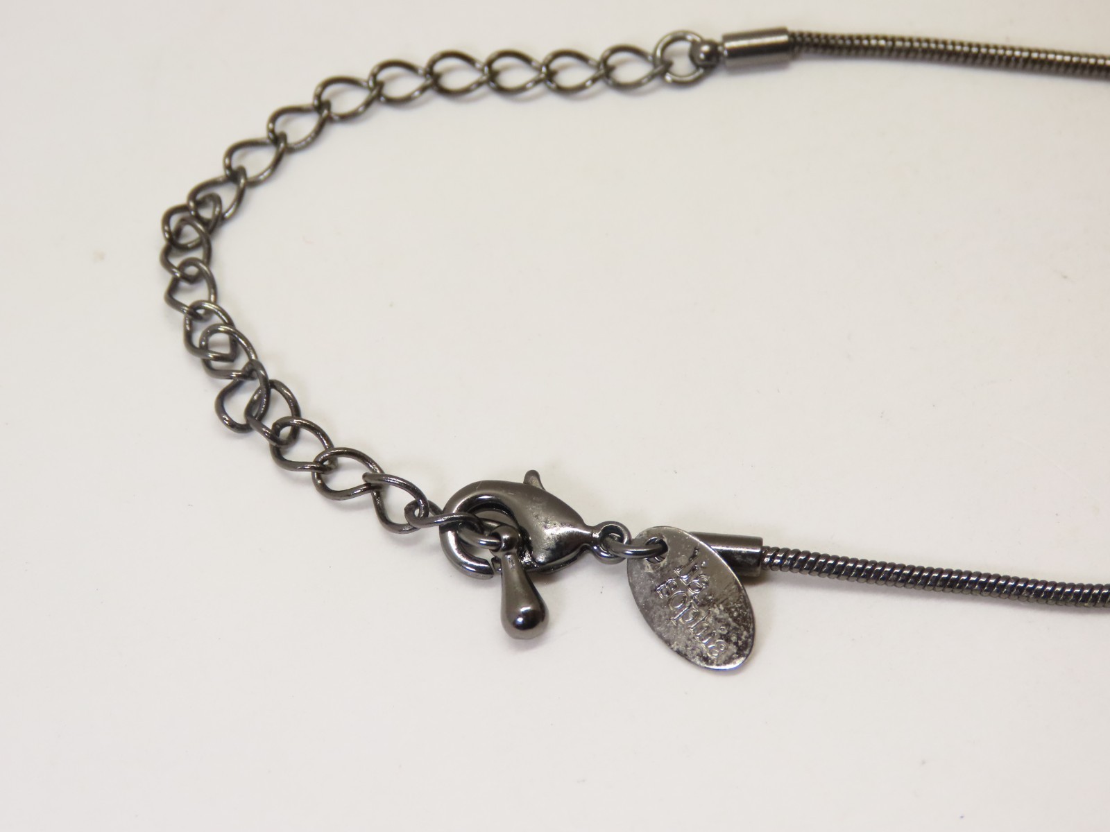 Lia Sophia Necklace Rhinestones Faceted Crystals Blackened Tone Chain D5934