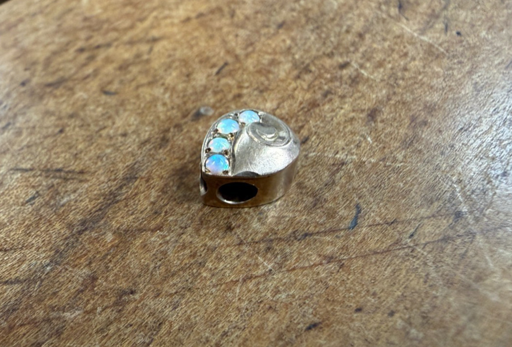 Antique Victorian Era 14k Yellow Gold & Opal Slide Pendant Charm