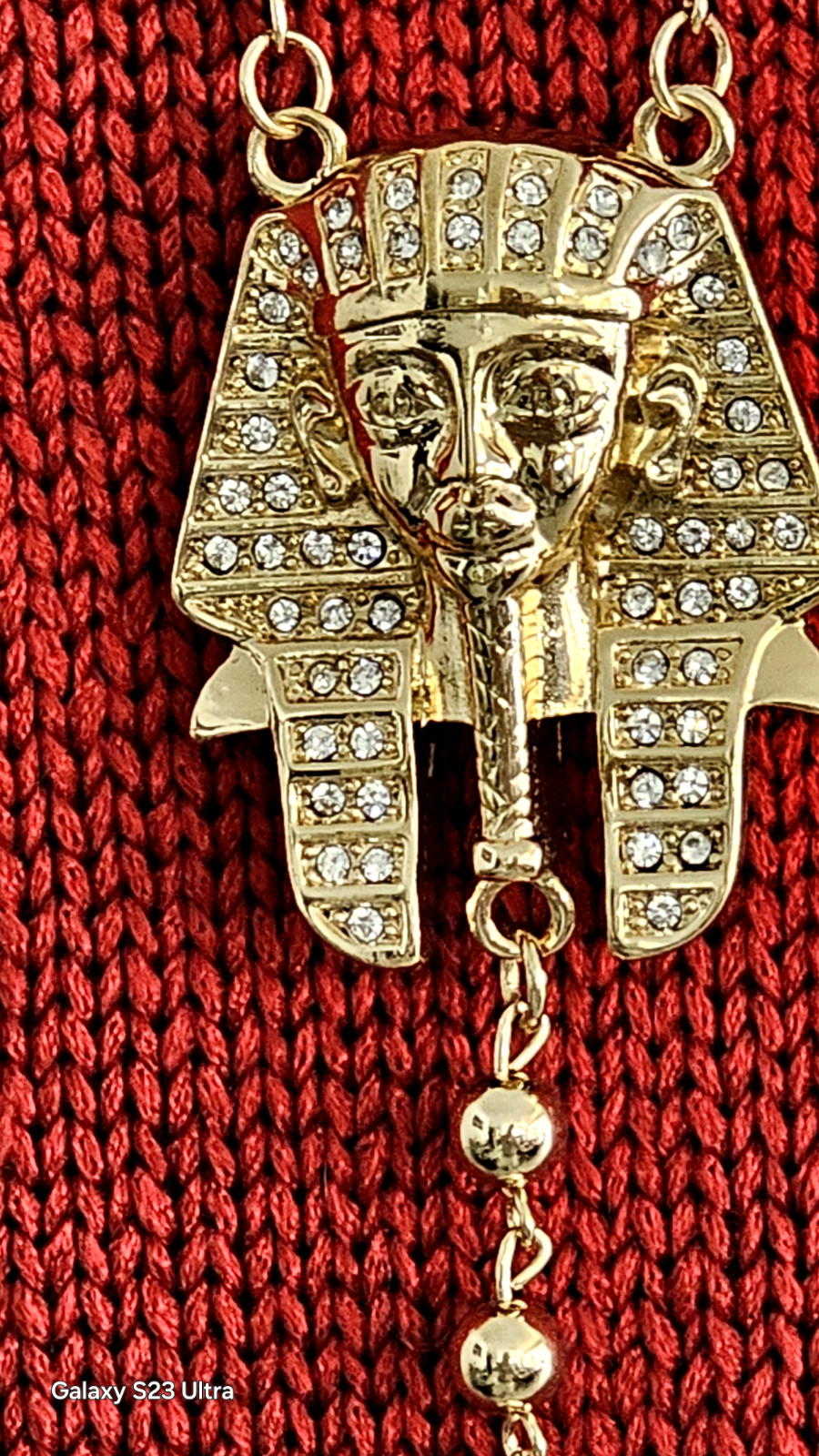 EGYPTIAN PHARAOH King Tut ankh cross21” bead rosary hip hop necklace. NWOT