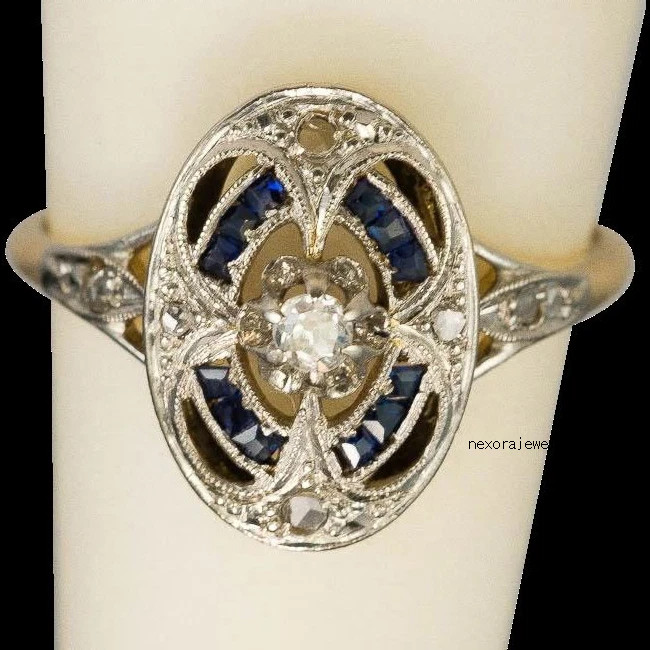 Art Deco Vintage Round Cut Diamond Engagement Wedding Ring 14K White Gold Finish
