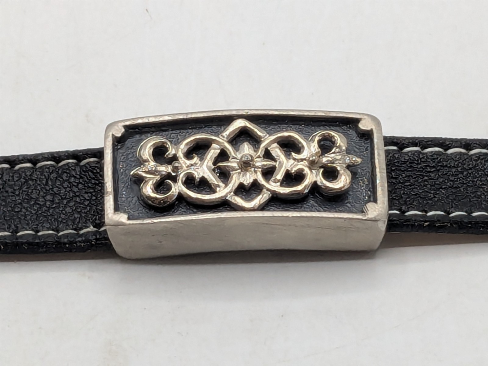 Vintage Roxanne Assoulin Black Leather Choker with Silver Tone Celtic Knot