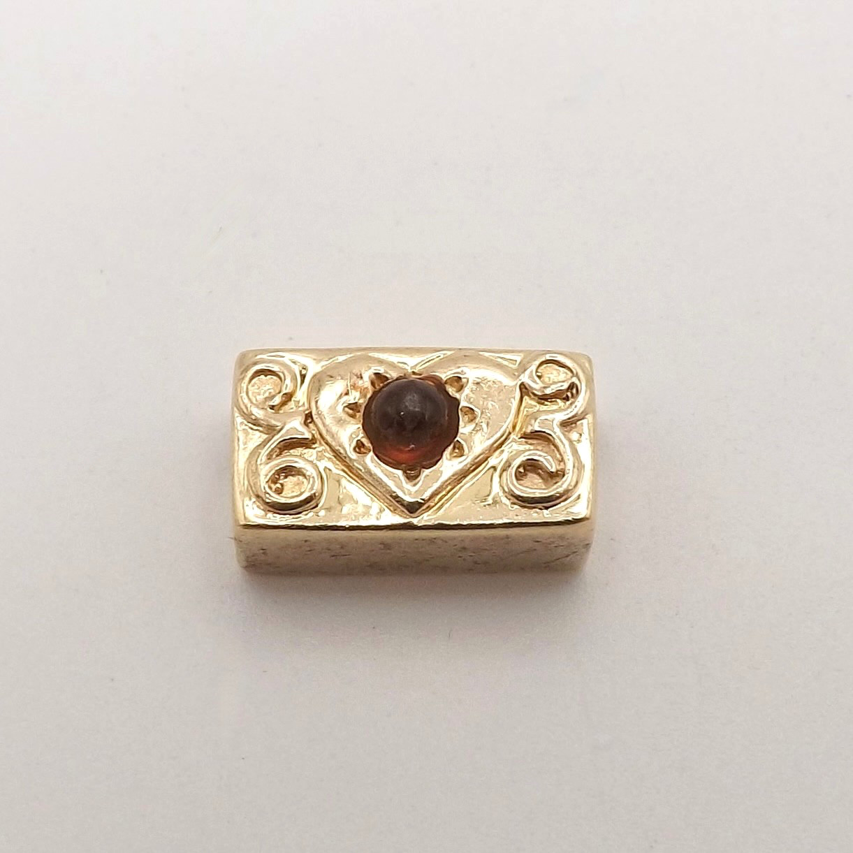 Solid 14k Gold Natural Citrine Heart Slide Bracelet Charm Vintage Designer JM