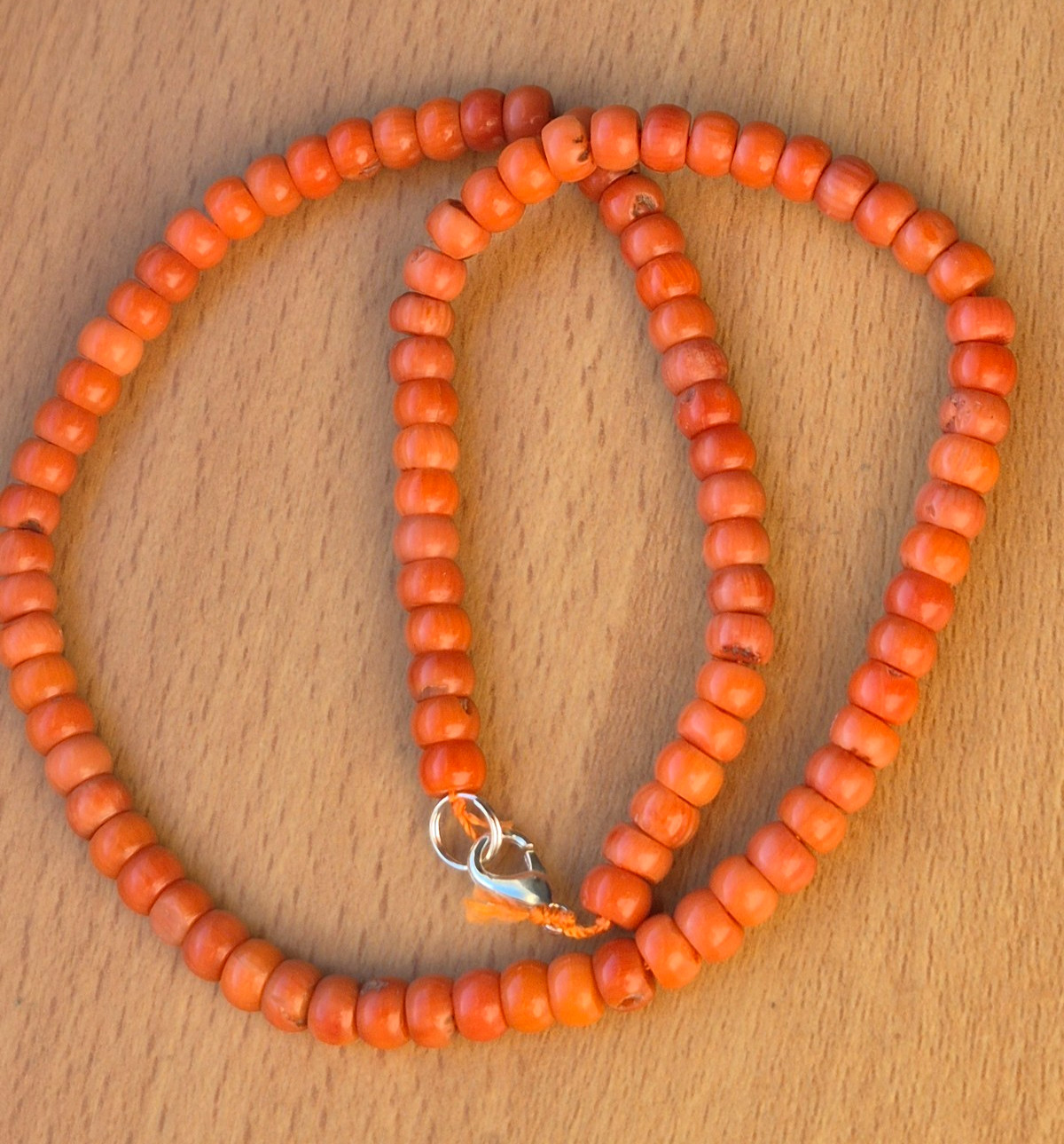 Antique necklace in Ukrainian style made of natural salmon-colored coral 26,2 gr