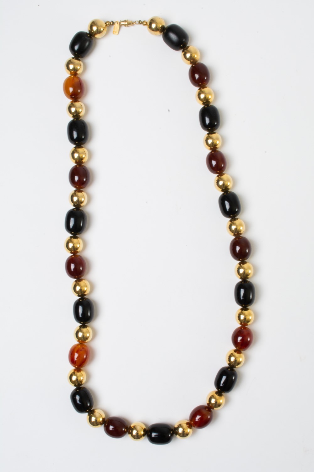 Lot of 4 Vintage Designer Costume Jewelry Beaded Necklaces White, Brown, Gold