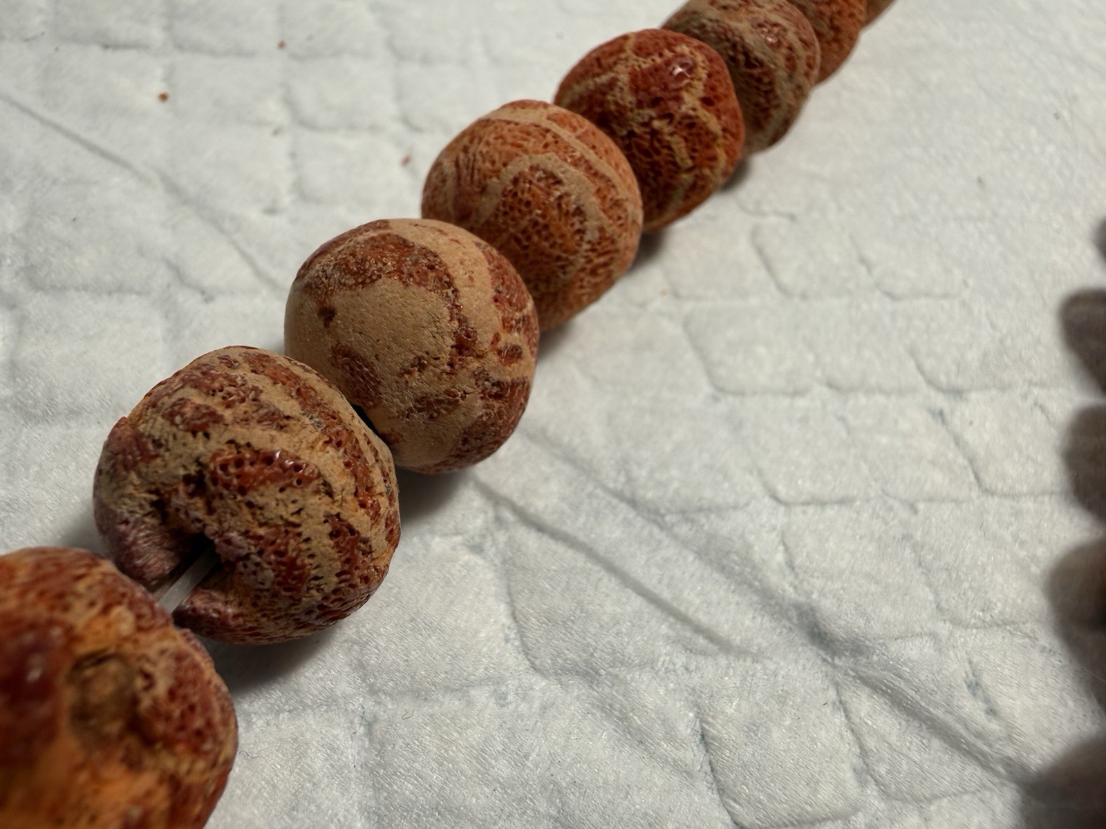 Vintage Sponge Coral Necklace 28″ Natural Strands Salmon Color 3/8″