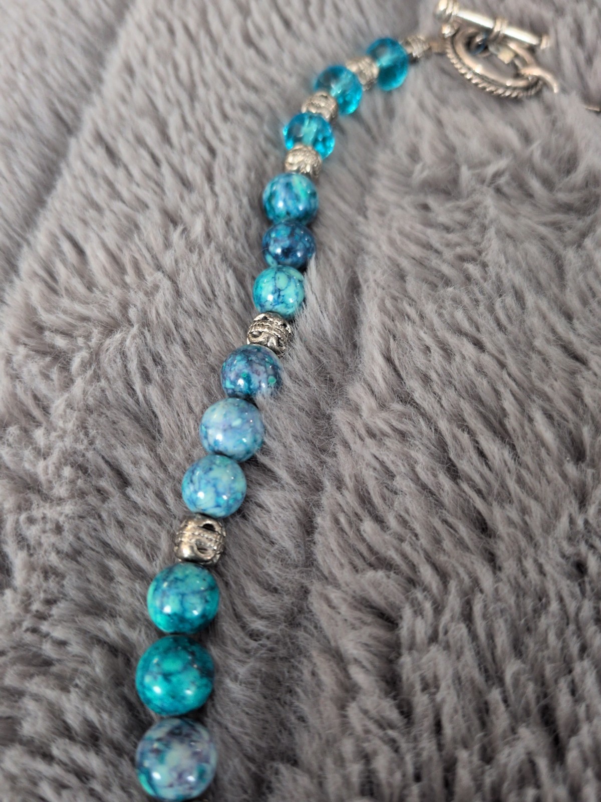 Blue beaded necklace, Unique Pendant (Vintage)