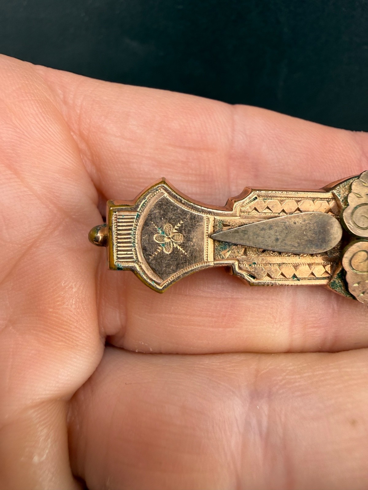 Vintage Edwardian Gold Filled Bar Brooch Renaissance Revival