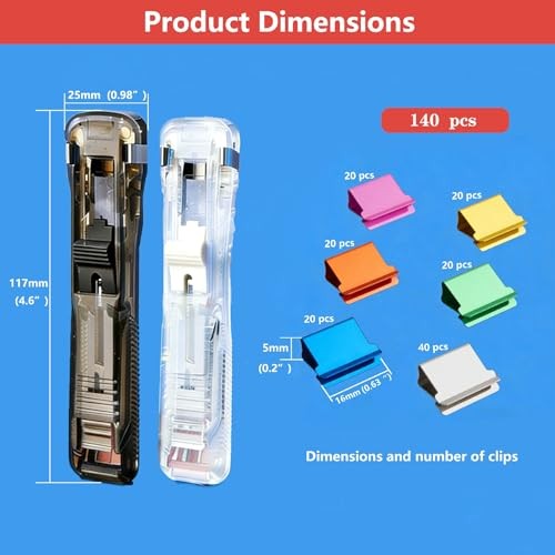 Reusable Portable Binder Clip Stapler Set (2-Pack) — 40-Sheet Capacity,