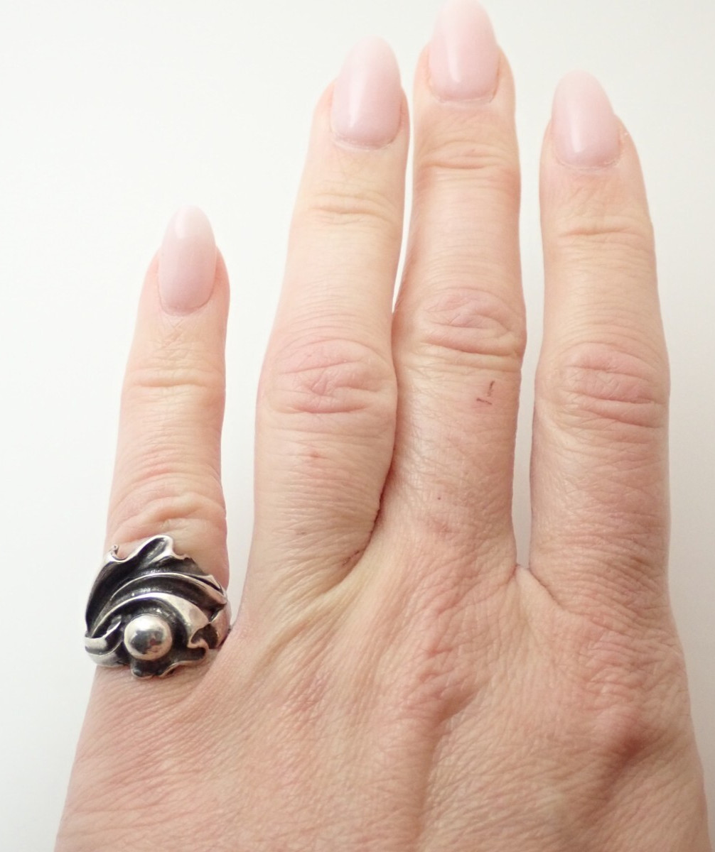 Vintage Arts and Crafts Abstract Modernist Sterling Silver Band Ring Sz 4.25