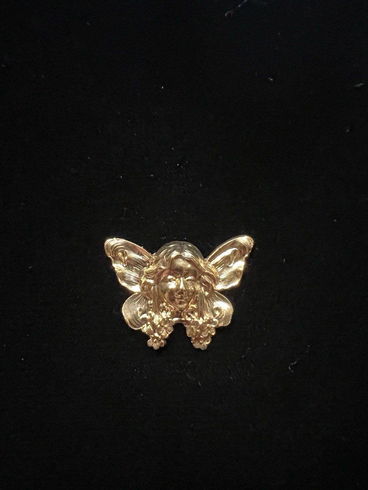 Vintage Brass Stamping Art Nouveau Design 22K Gold Plated for Jewelry/Crafting