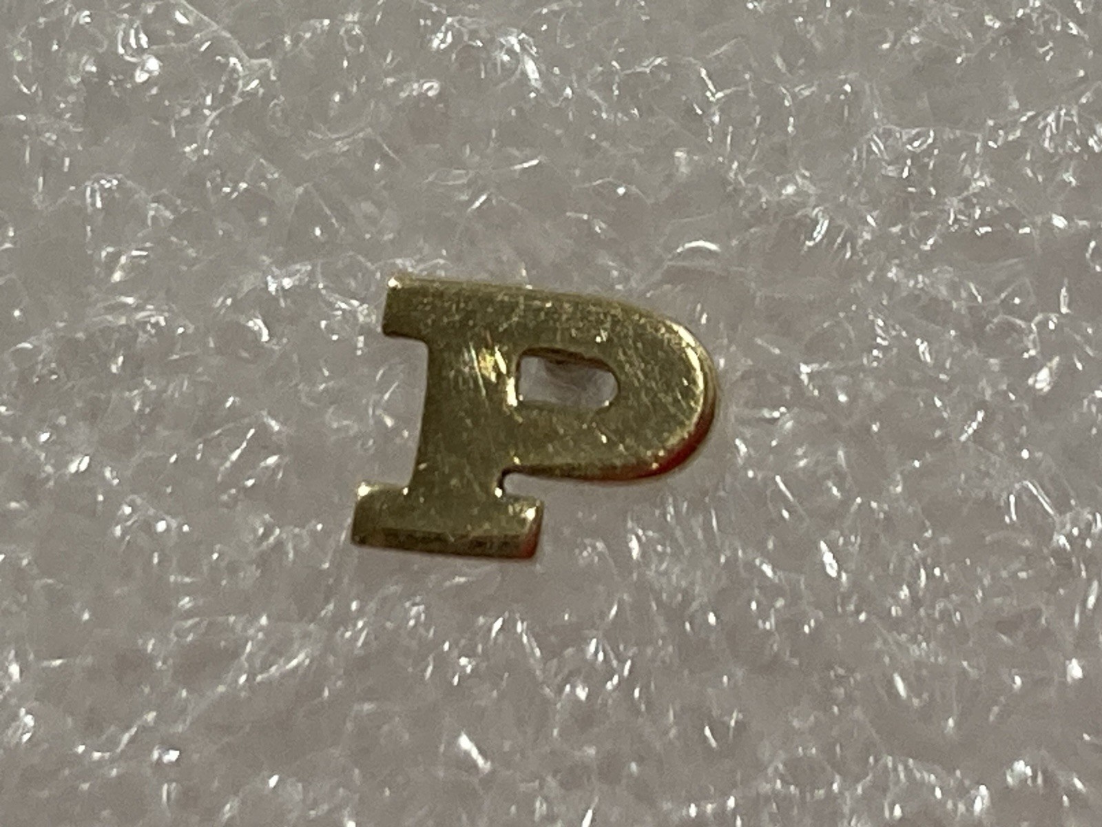Vintage ANSON 14k Solid Yellow Gold Plain LETTER “P” TIE TAC PIN Signed 0.35g