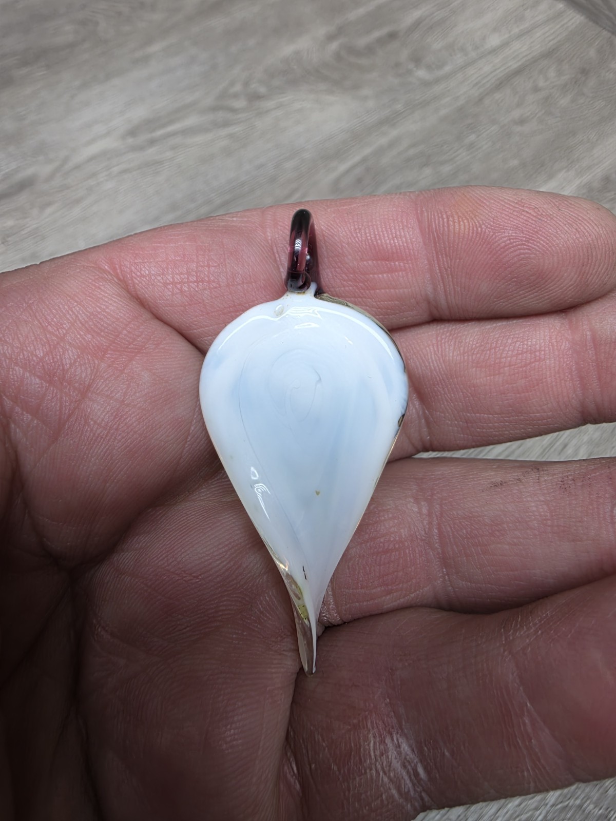 Vintage Art Glass Purple White Green Flower Pendant 2.4 Inches, Free Shipping!!
