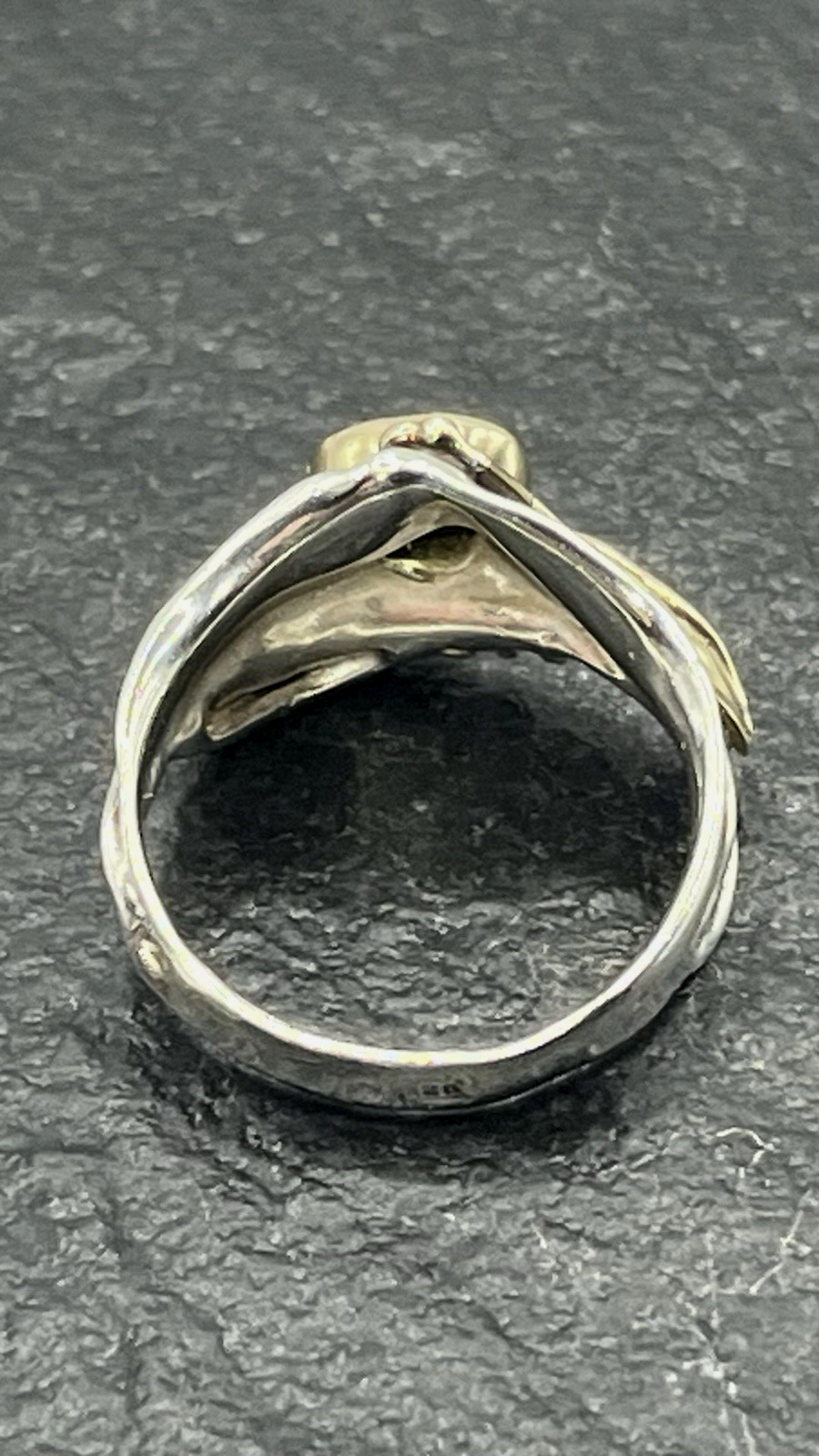 Vintage Art Nouveau Style Peridot Sterling Silver and 14K YG Vermeil Ring Size 8