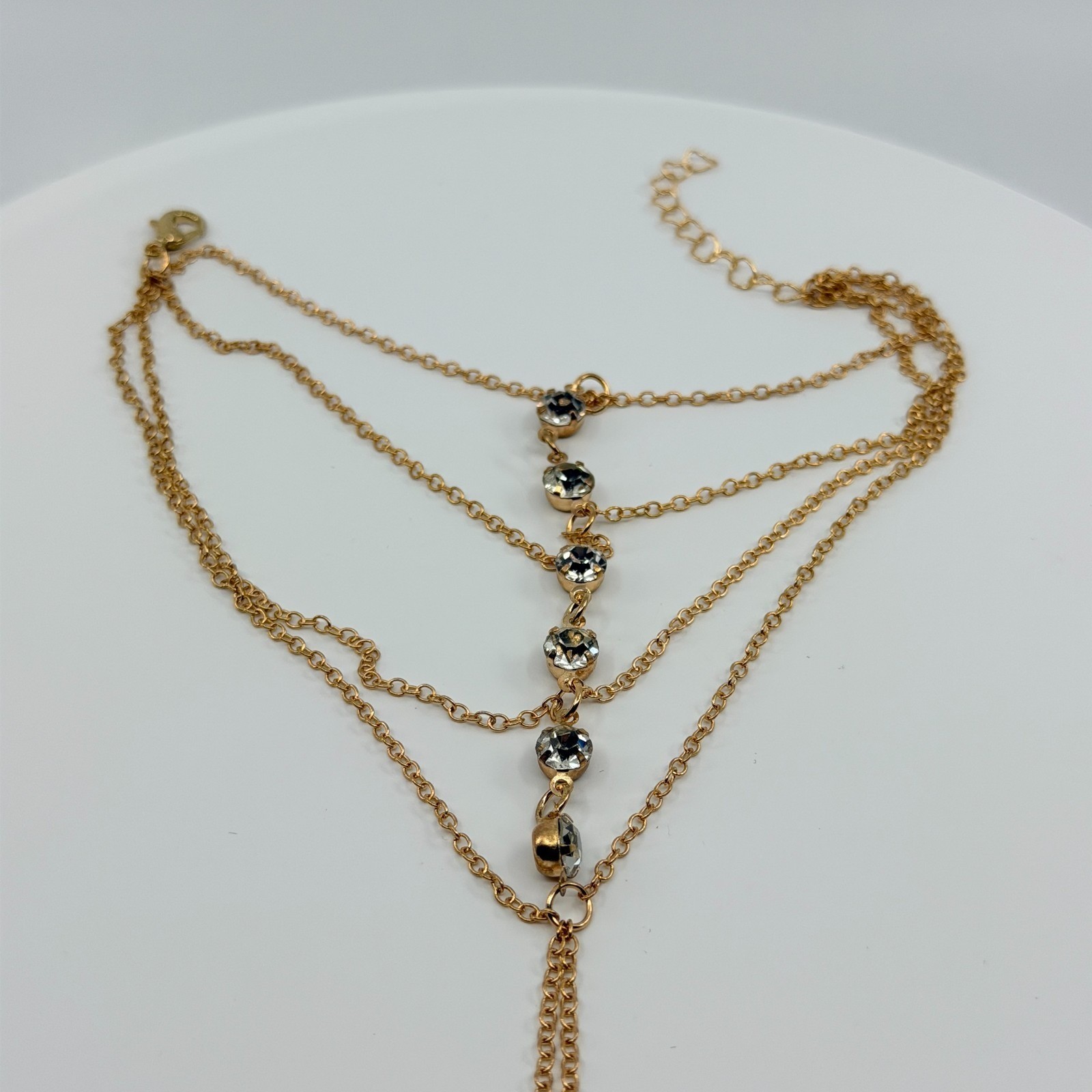 Vintage Gold Tone Layered Hand Chain Bracelet Slave Finger Ring Boho Retro 90s