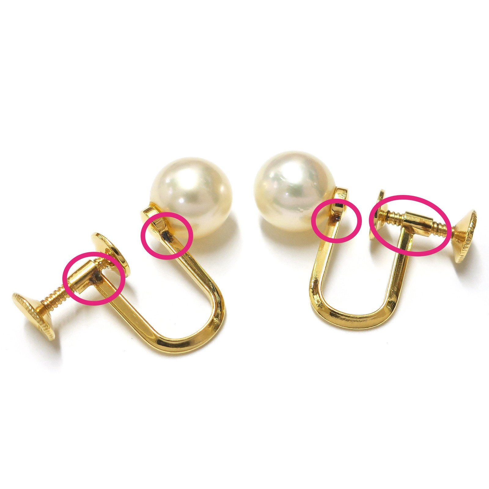 MIKIMOTO K14YG Yellow Gold Pearl Earrings #950c Rise-on