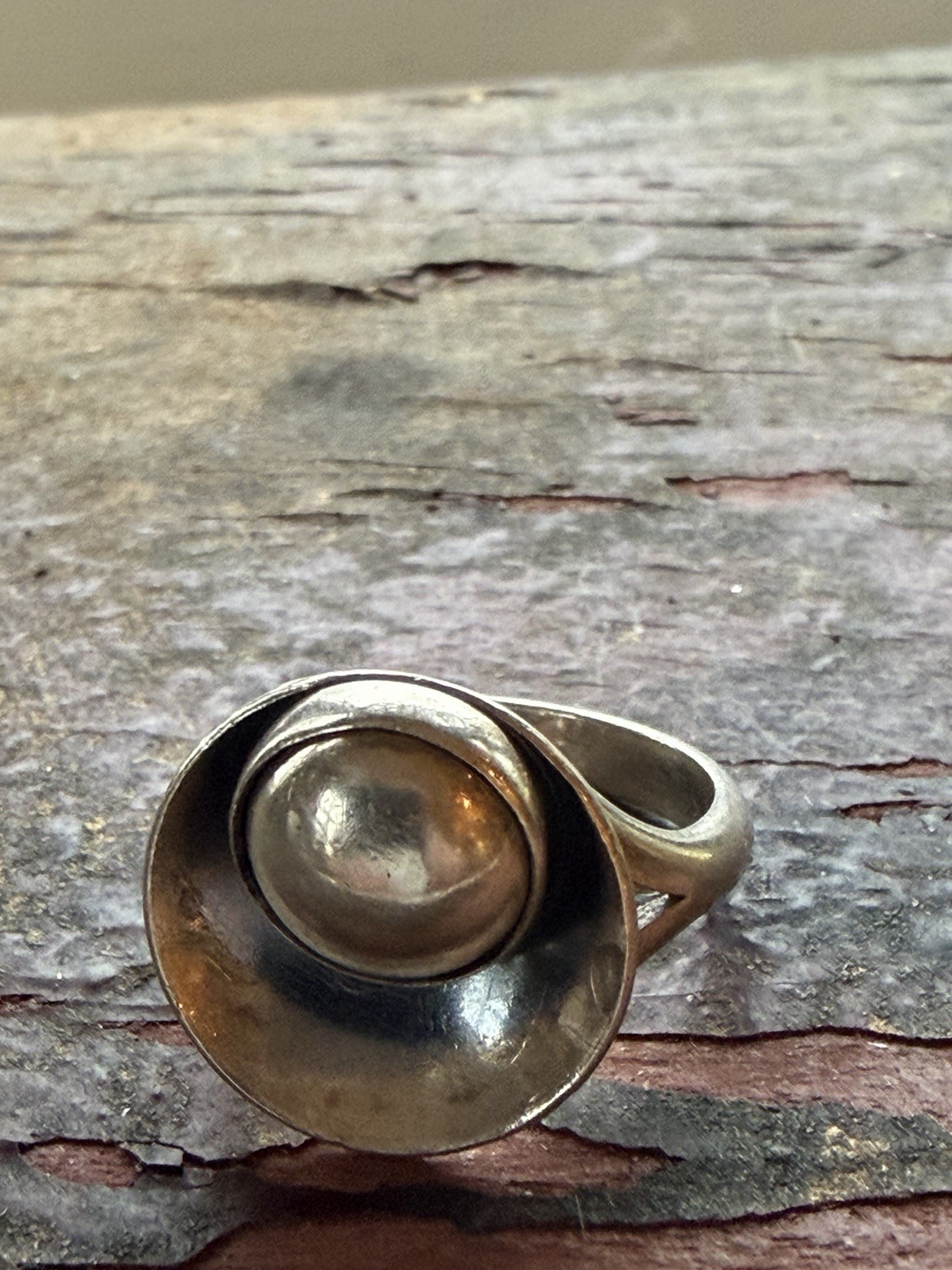 N.E From Vintage Denmark 925S Sterling Silver Modernist Ring vtg estate 3156