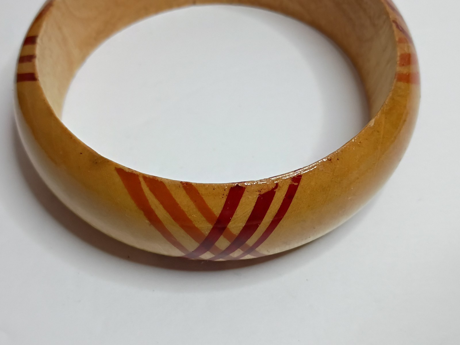 Lot Of 3 Vintage Wooden Bangle Bracelet Boho Chunky Bold Statement 1″ Thick Chee