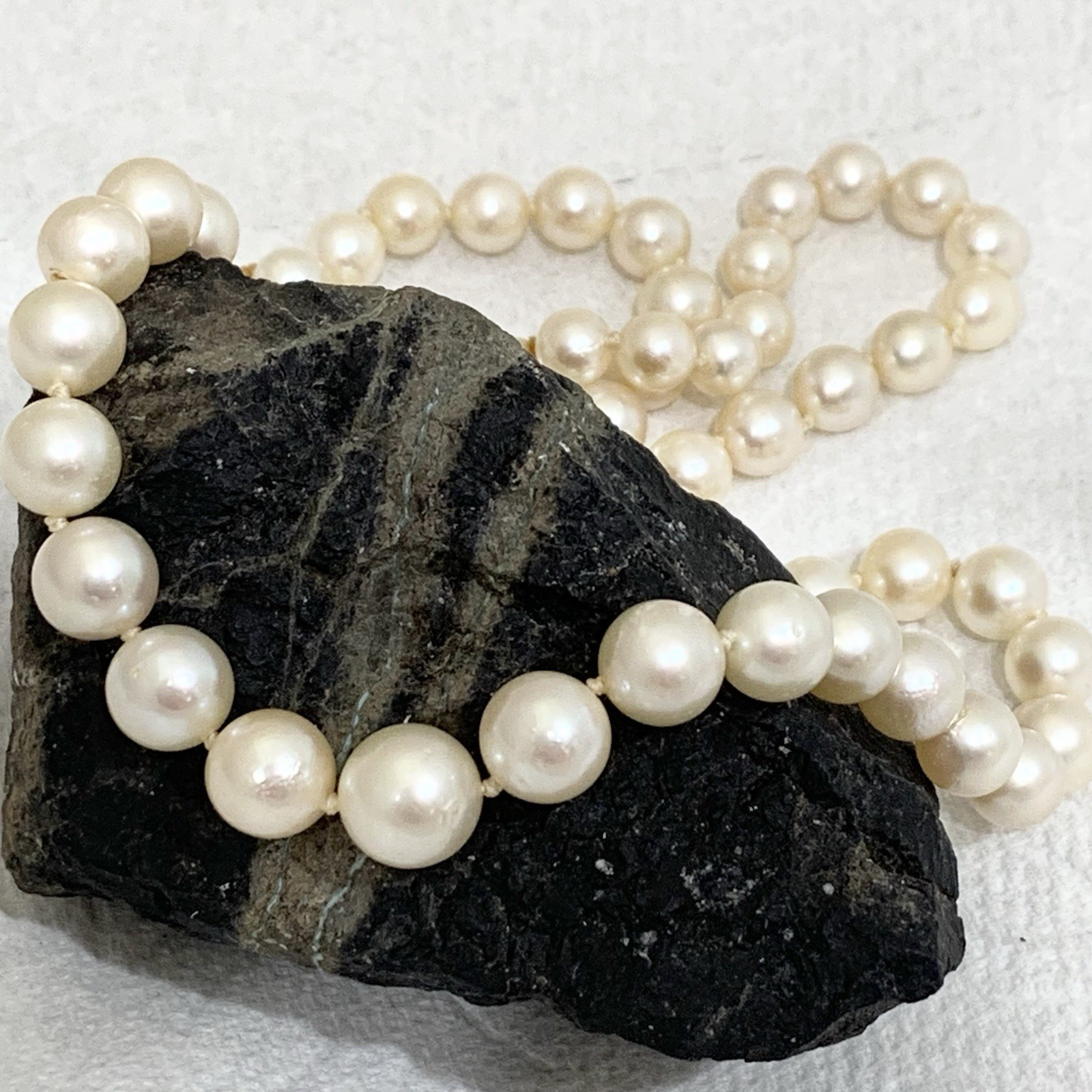 Hi Luster Fuji Akoya Pearl Necklace Strand Cream Graduated AAA+ 10mm VTG 19” WOW
