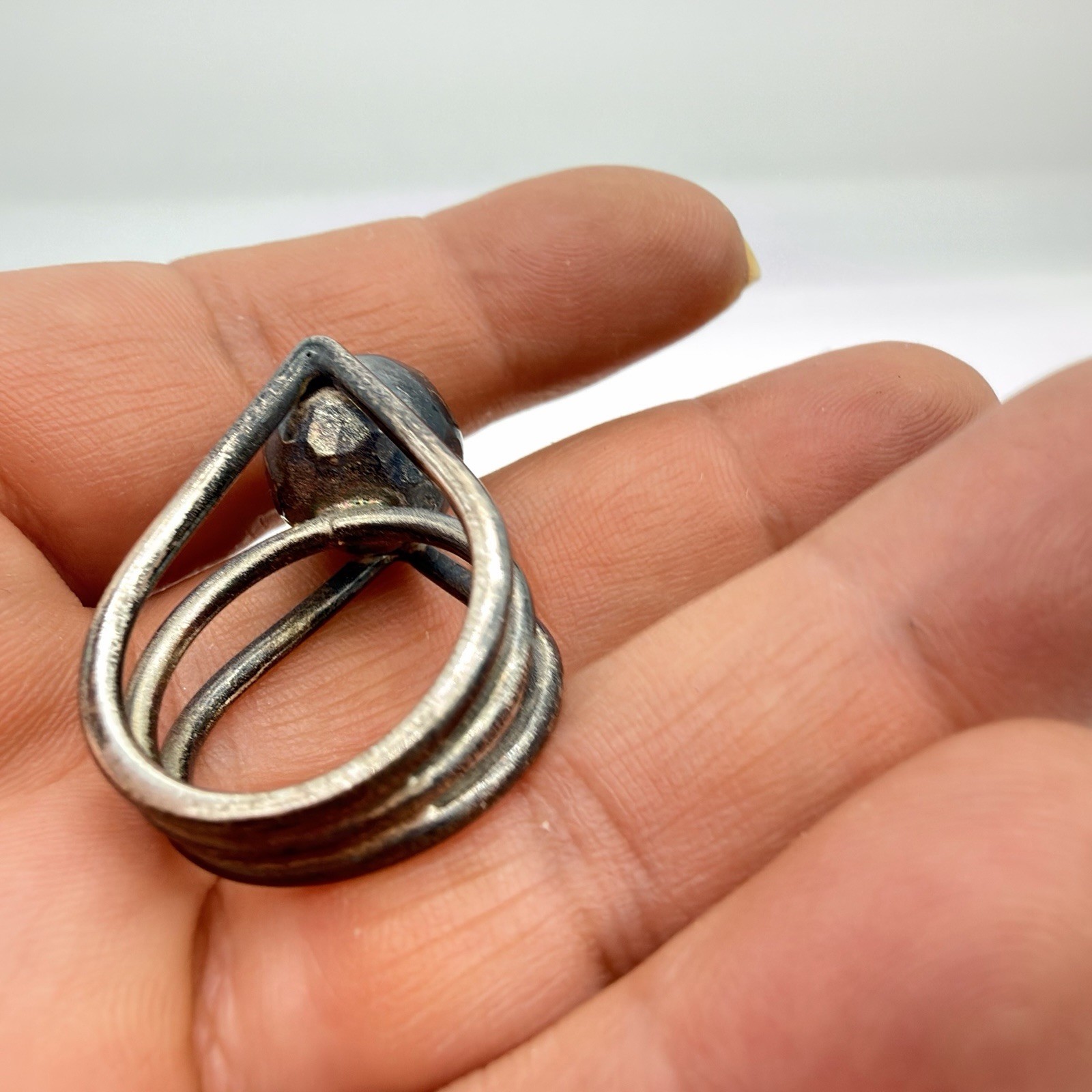 Vtg DDD DOMINIC DINOUART 925 Ring Hammered Ball Modernist MEXICO Sz 7