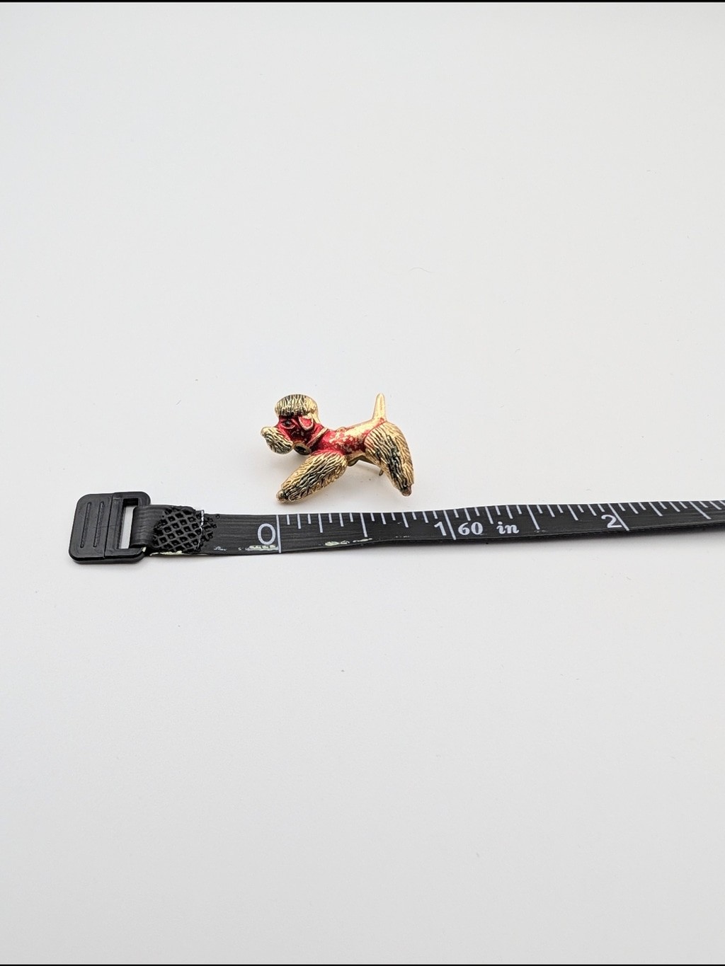 Vintage Poodle Dog Pin Brooch in Gold and Red