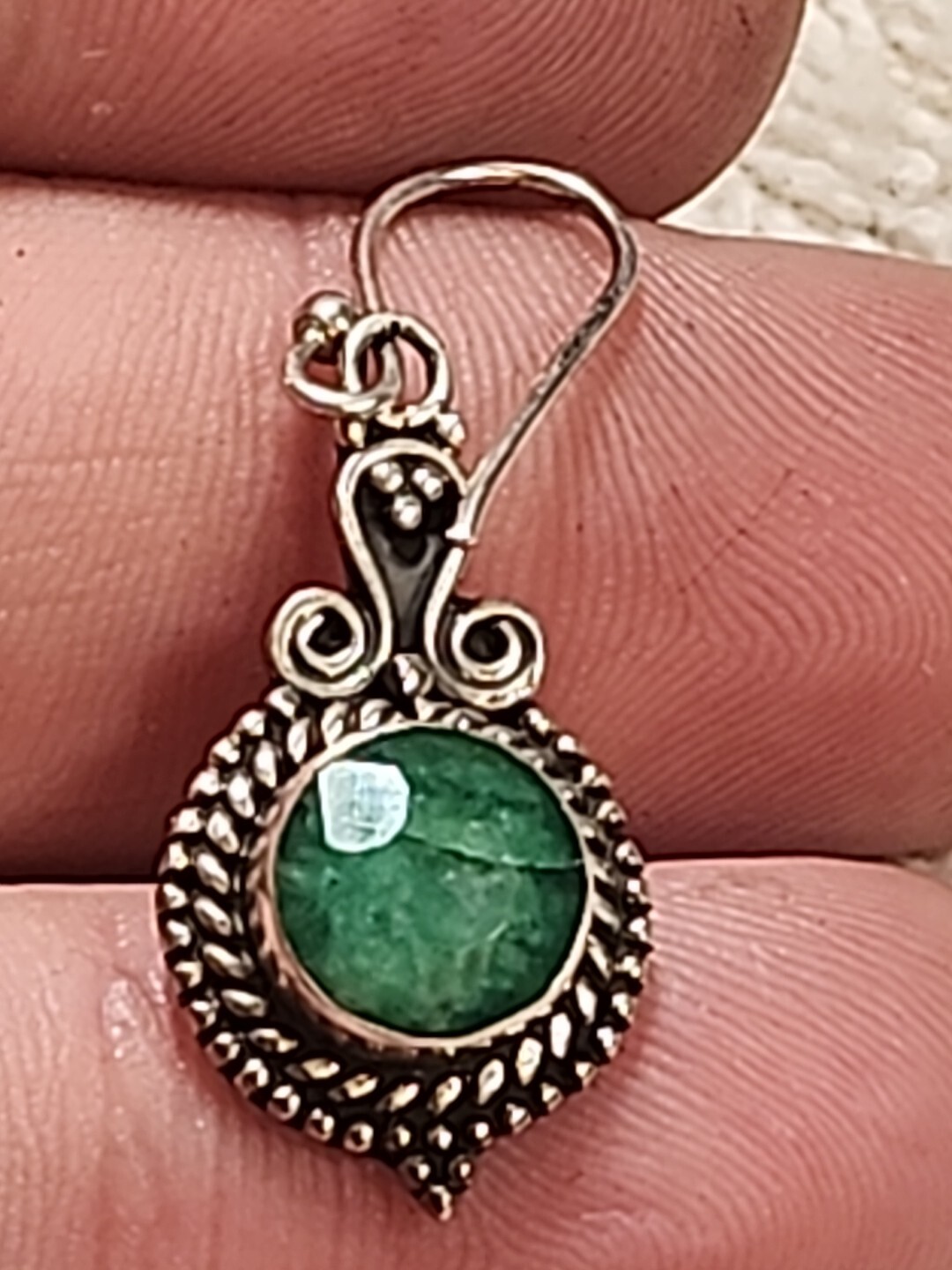 Emerald Beryl 925 Sterling Silver Hook Dangle Victorian Style Earrings