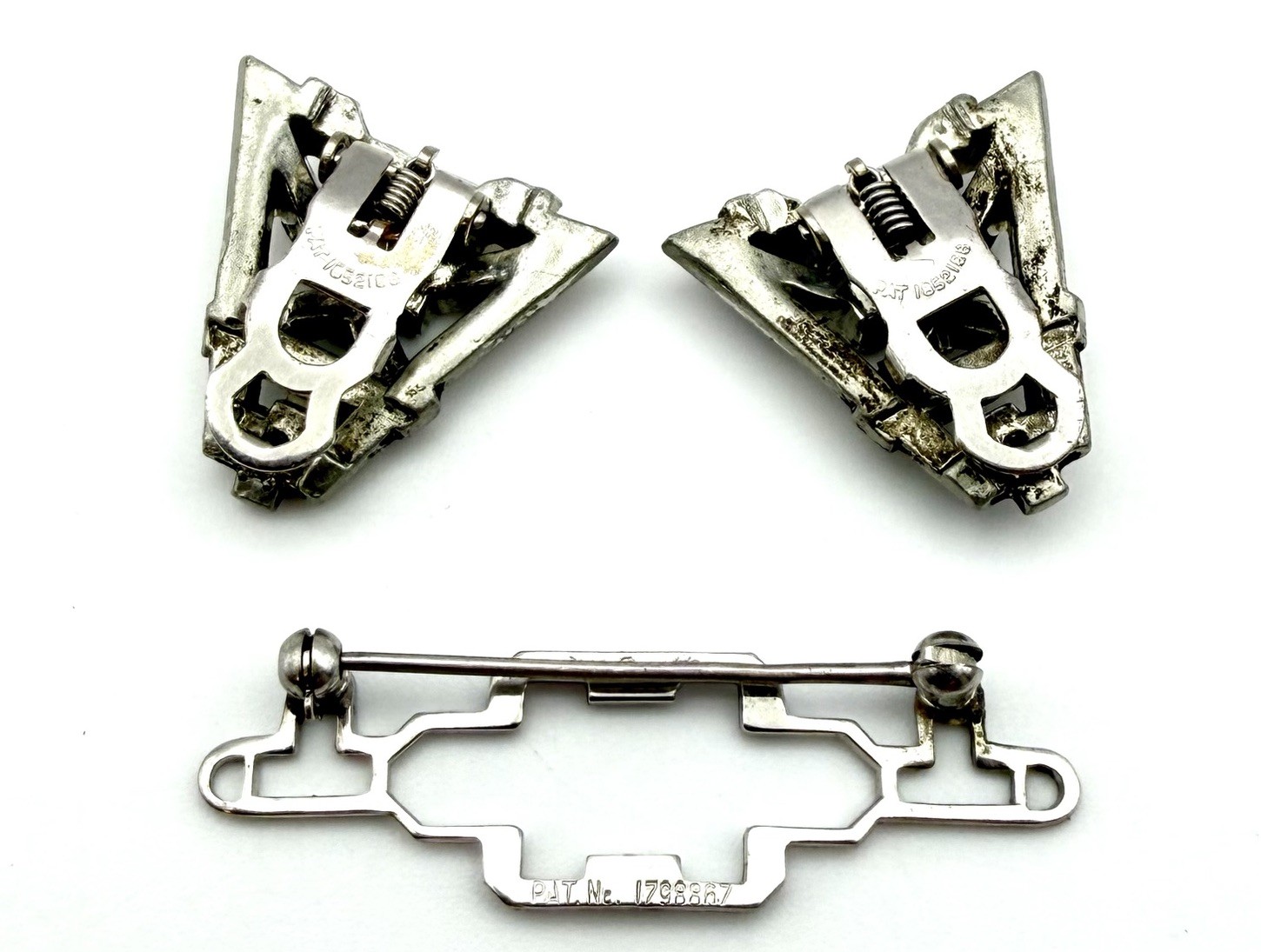 Art Deco Coro Duette Rhinestone Dress Clip Brooch Convertible PAT 1798387