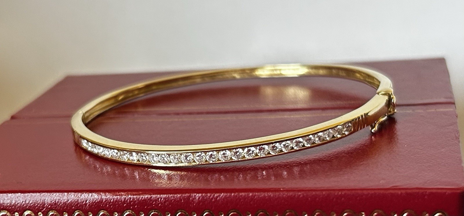 18K Yellow Gold Diamond Bangle Bracelet – 0.80 TCW – Secure Double Clasp