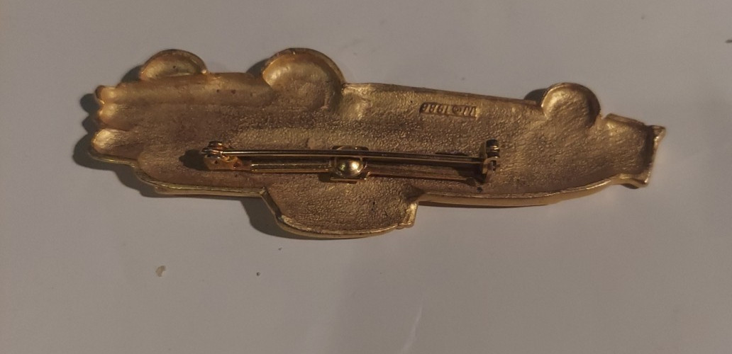 1950’s Classic Cadillac Goldtone 3 1/4 Inch Brooch Pin Signed JJ1986