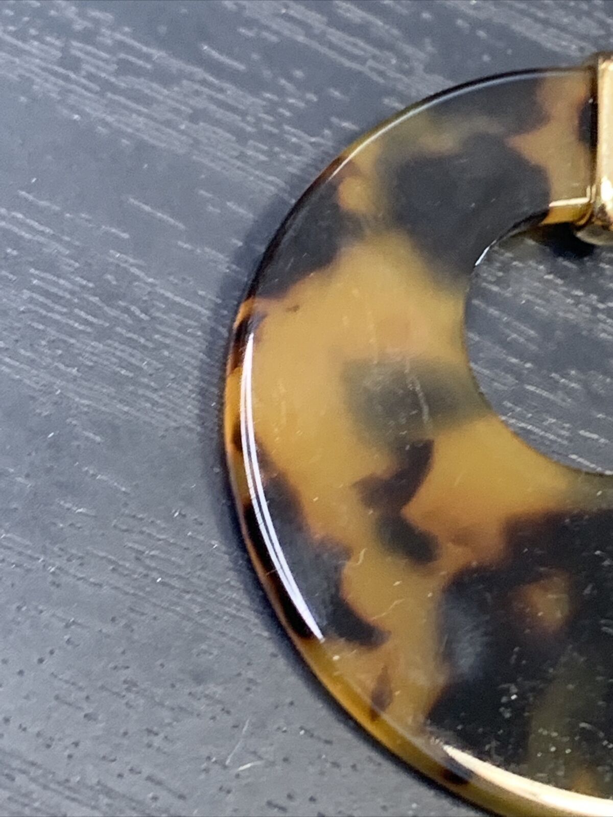 Half Hoop Earrings Large Imitation Tortoiseshell Pierced Earrings Almost 2”