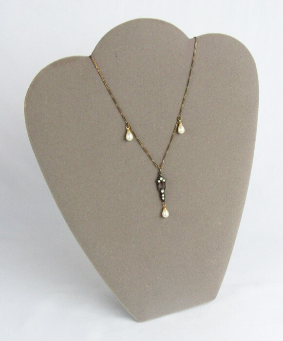 Vintage Glass Works Studio Delicate Seed & Dangle Pearl 18″ Necklace – Nice!