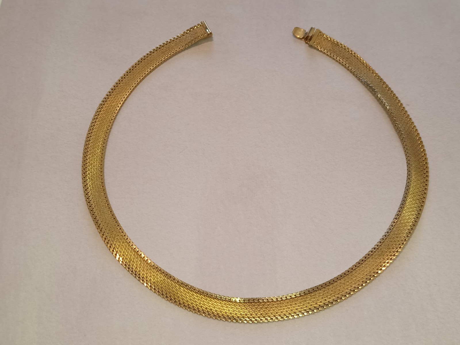 Vintage Monet Gold Plated Wide Mesh Snake Chain Choker Necklace