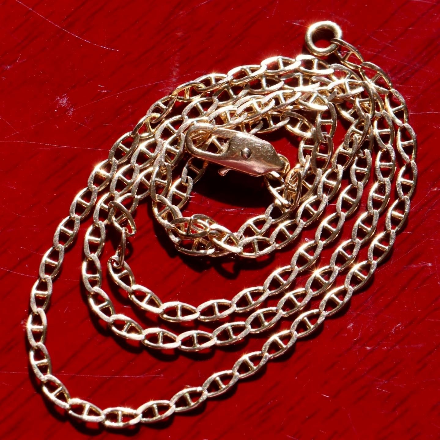 14k yellow gold necklace 18.75″ anchor / mariner link chain vintage 4.25gr N3642