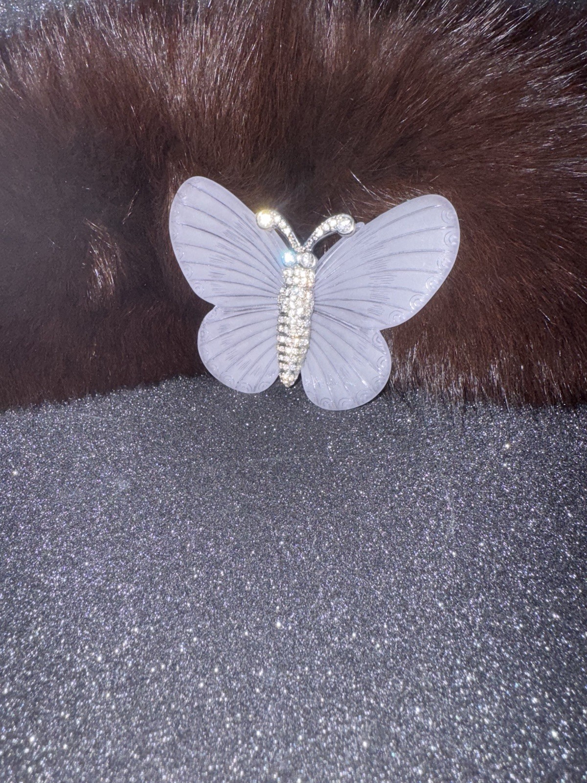 Stunning Butterfly Brooch, Lucite, signed Kenneth Jay Lane with crystals