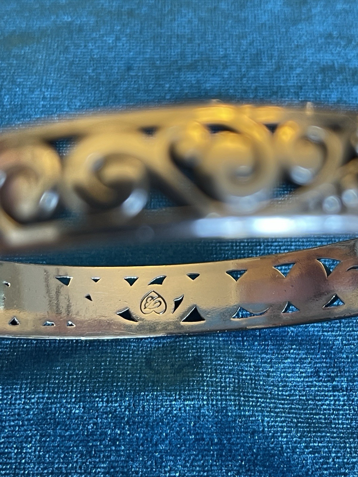 Vintage Brighton Silver Plated 8 1/4” Bangle Bracelet Fillagree Signed 20 1/2cm