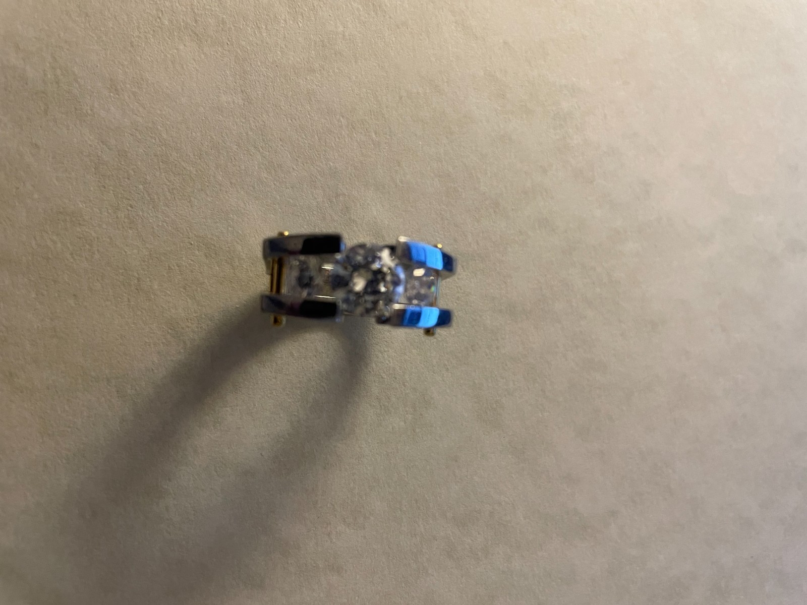 VTG Michael Valittuti 3ct CZ Tension Set NH Stainless Steel Square Band Ring SZ9