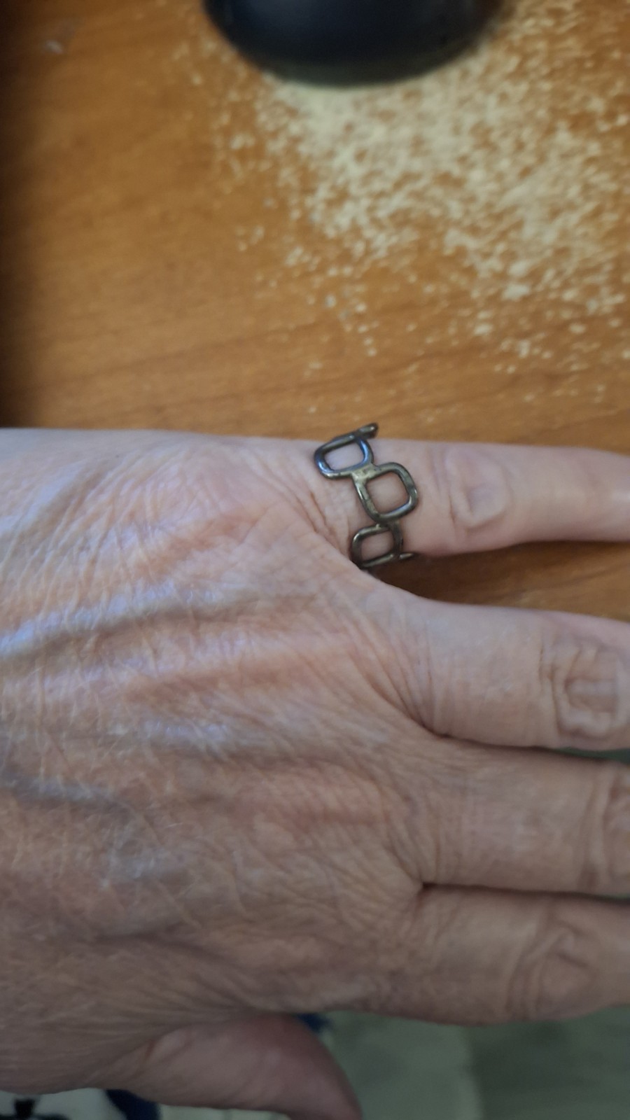 Vintage Modernist Geometric Ring Handmade Brutalist Square Link Size 5.5
