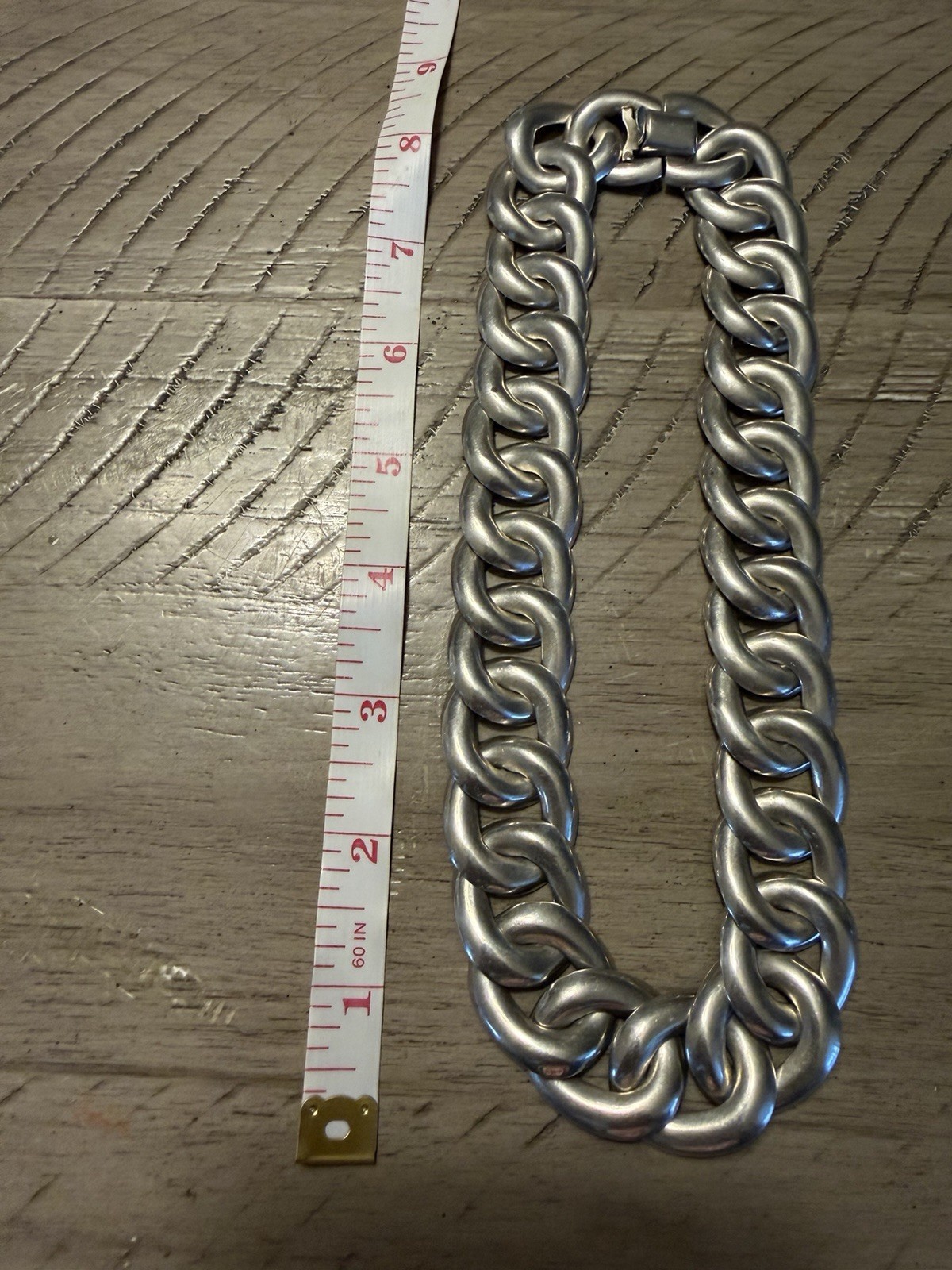 Large Vintage 925 Mexican Taxco Modernist Sterling Silver Curb Link Necklace