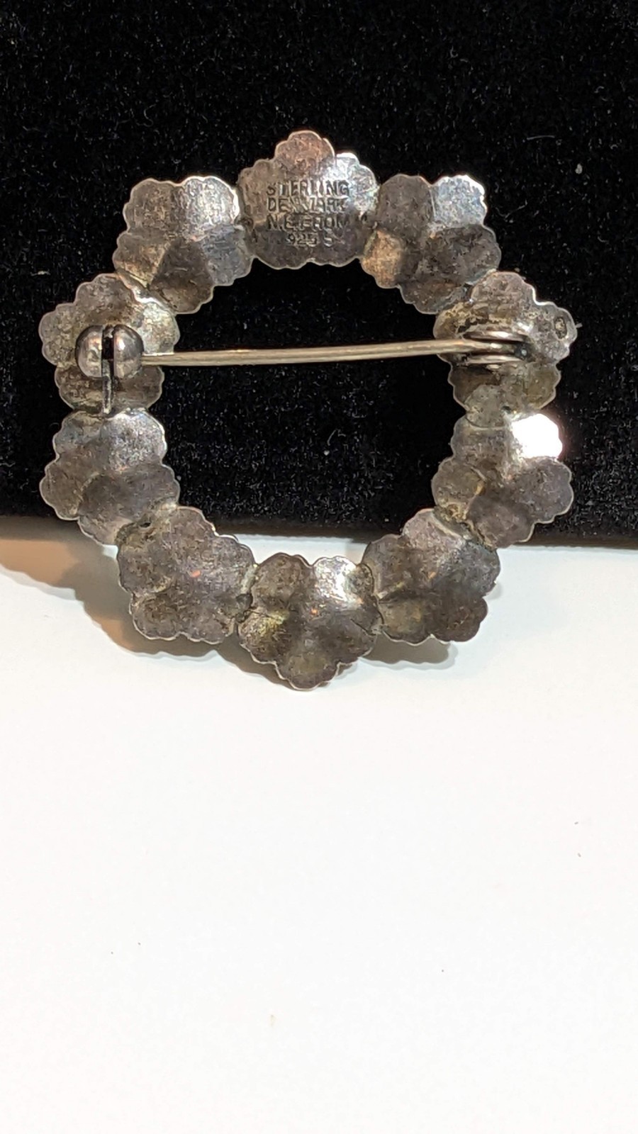 Vintage Neils Erik From Denmark Sterling Brooch Floral Wreath Circa 1966 Signed