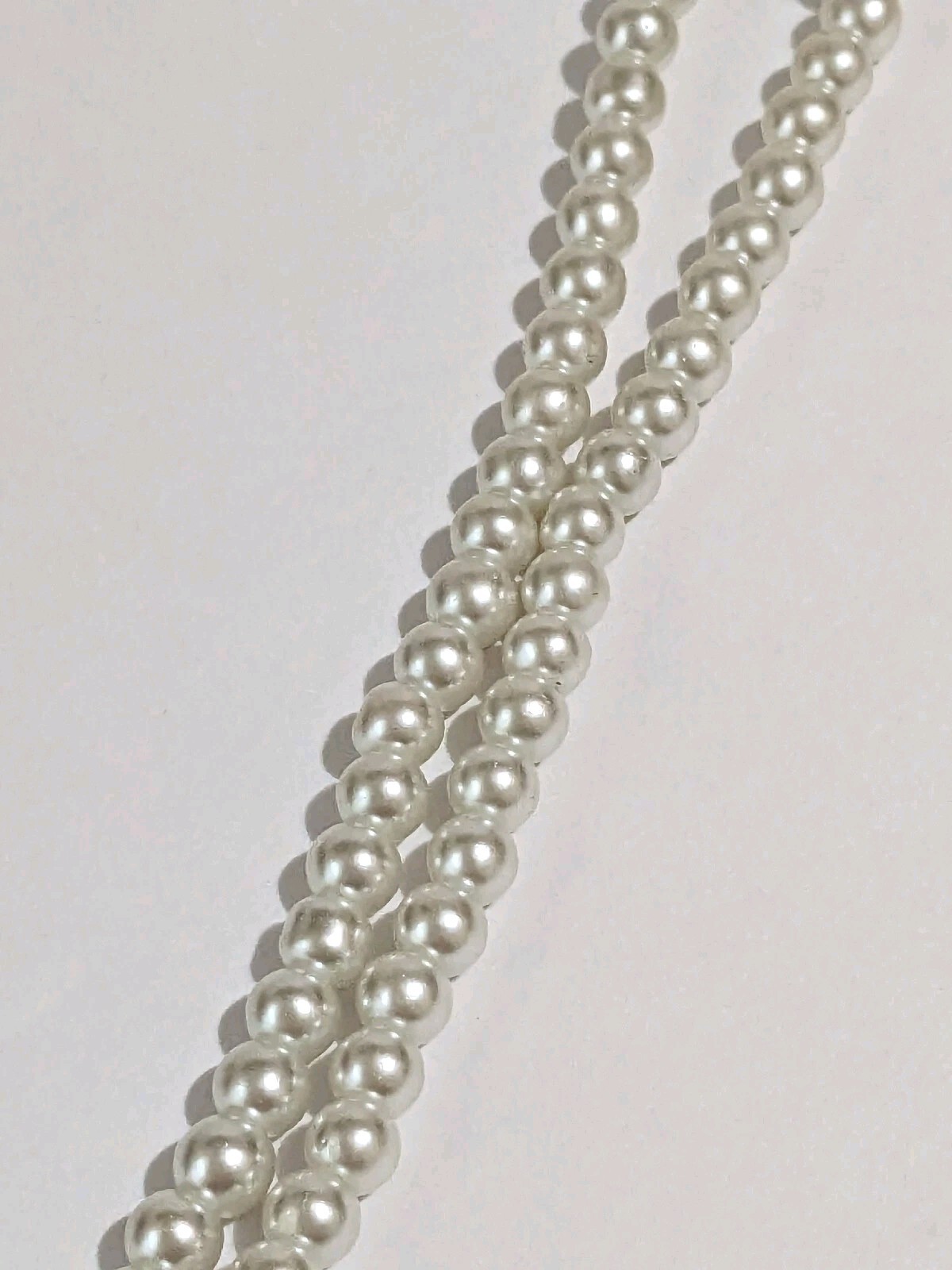 Double Strand White Faux Pearl Necklace. 28 Inches. MCM Style. Classic.