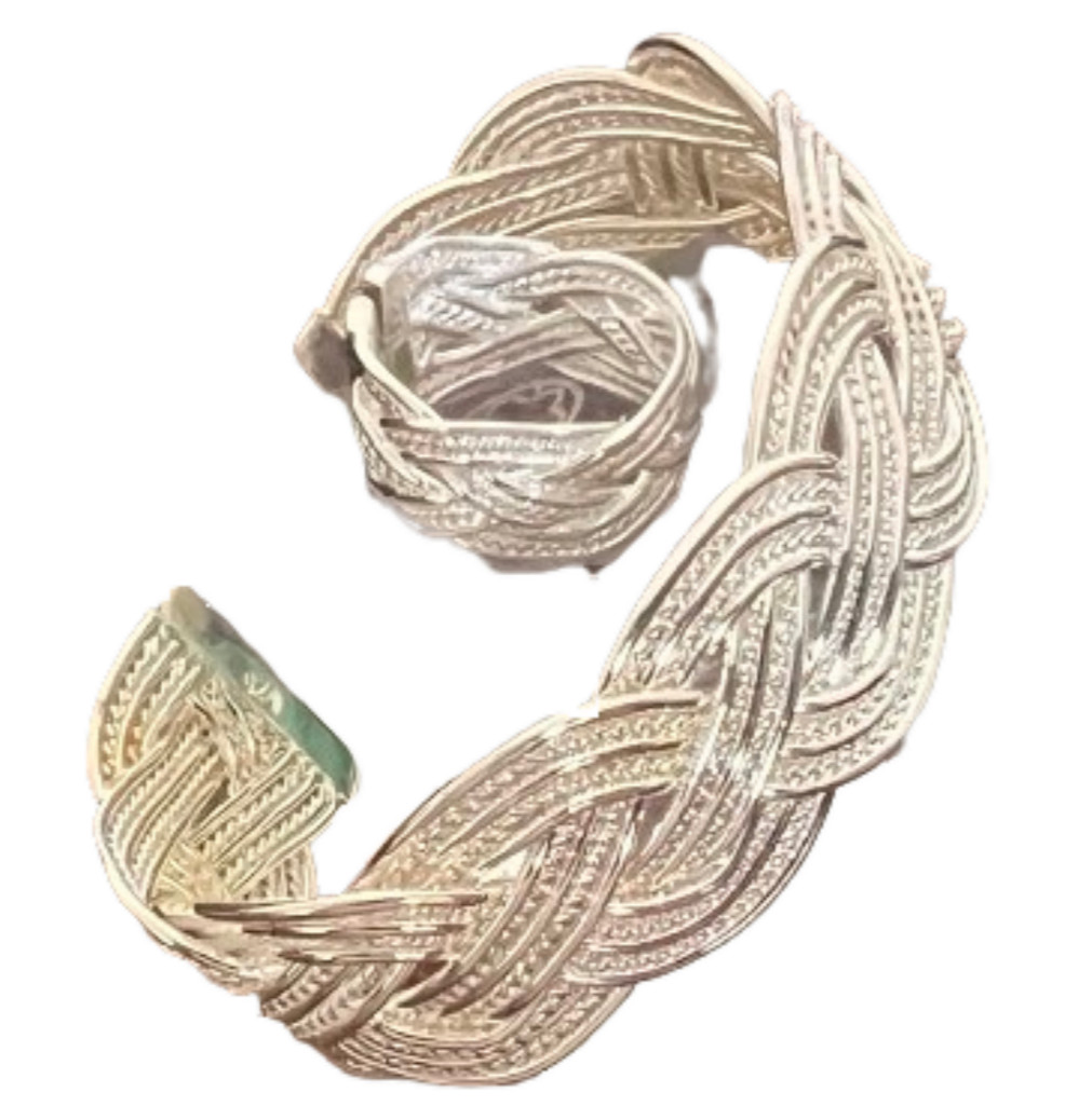 Fine 925 Sterling Silver Taxco bracelet and ring Set