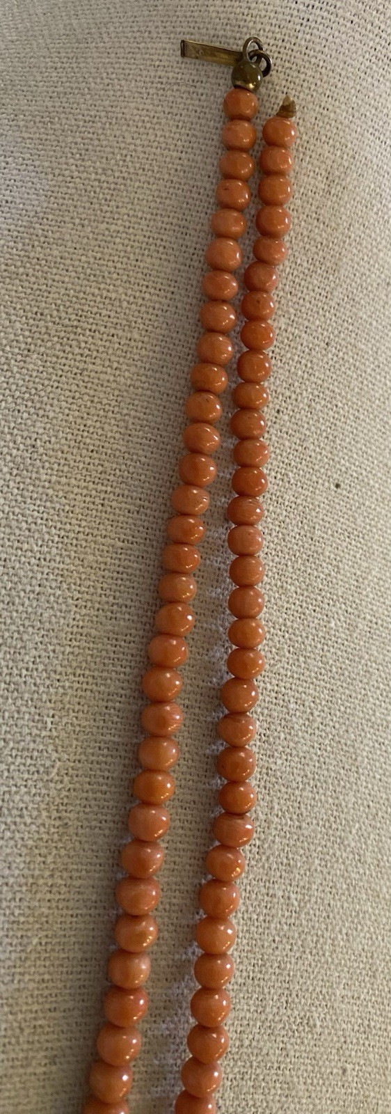 Vintage Orange Coral Graduated Beaded Necklace Broken Clasp Repair Rare 18”