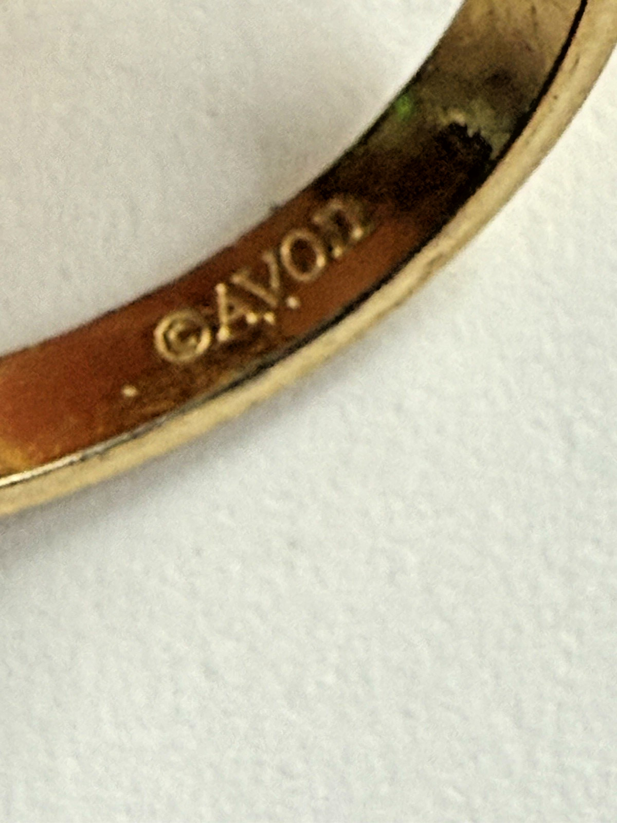 Vintage Signed Avon 1978 Smoky Lustre Large Rectangle Topaz Glass Ring Size 6