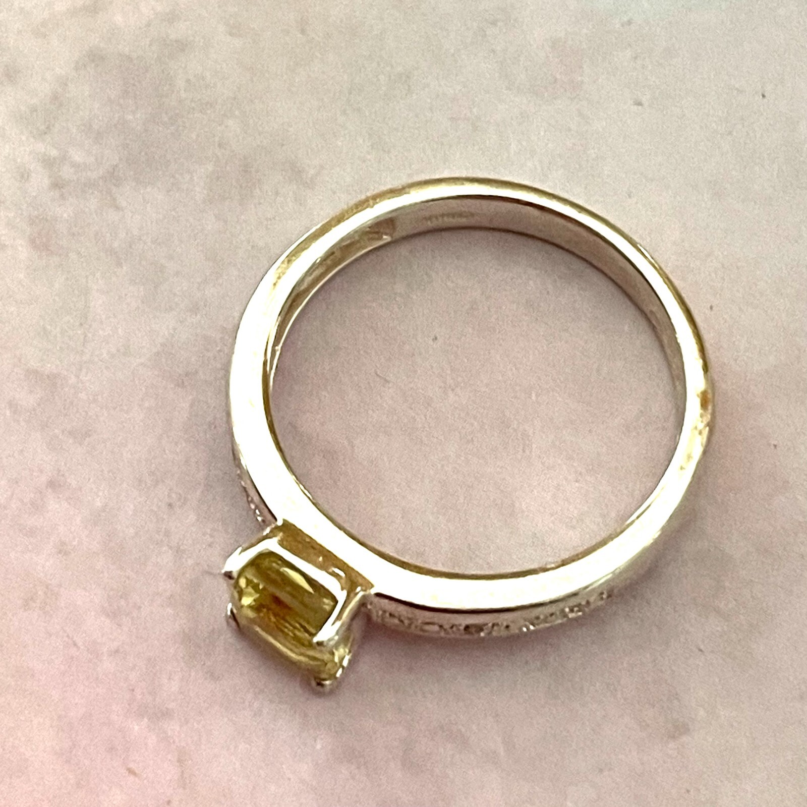 Vintage Citrine Cubic Zirconia Sterling Silver 925 Ring Size 7.75