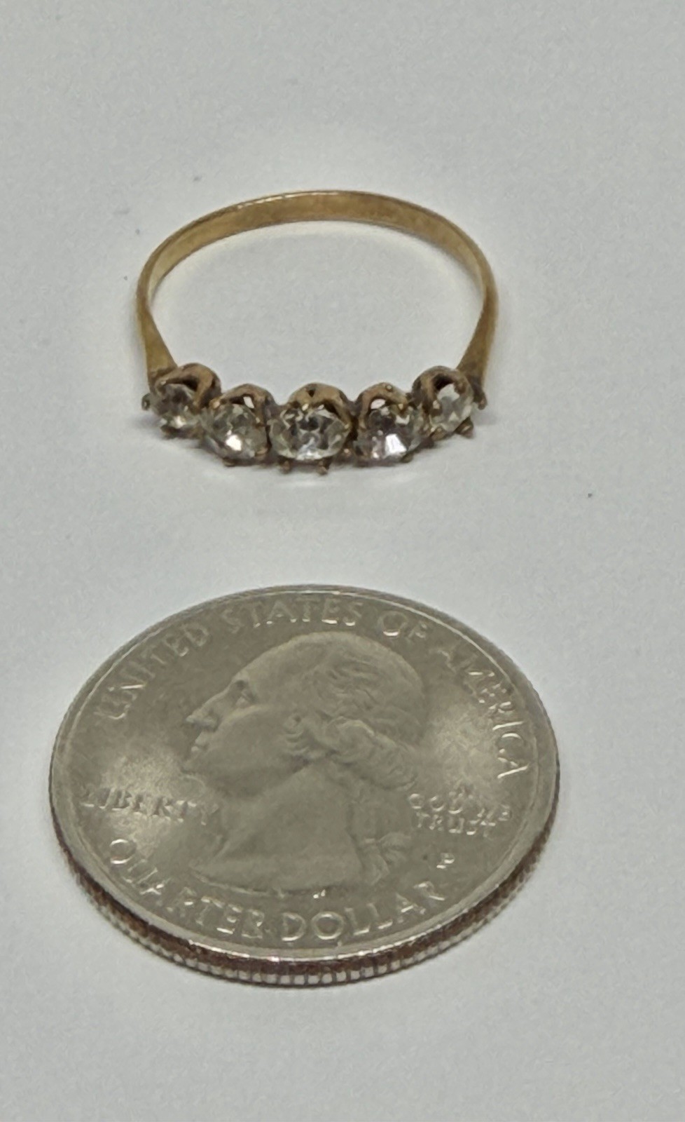 Vintage Retro Era 5 Paste Stones Goldtone Gilt Metal Sz 7 1/4