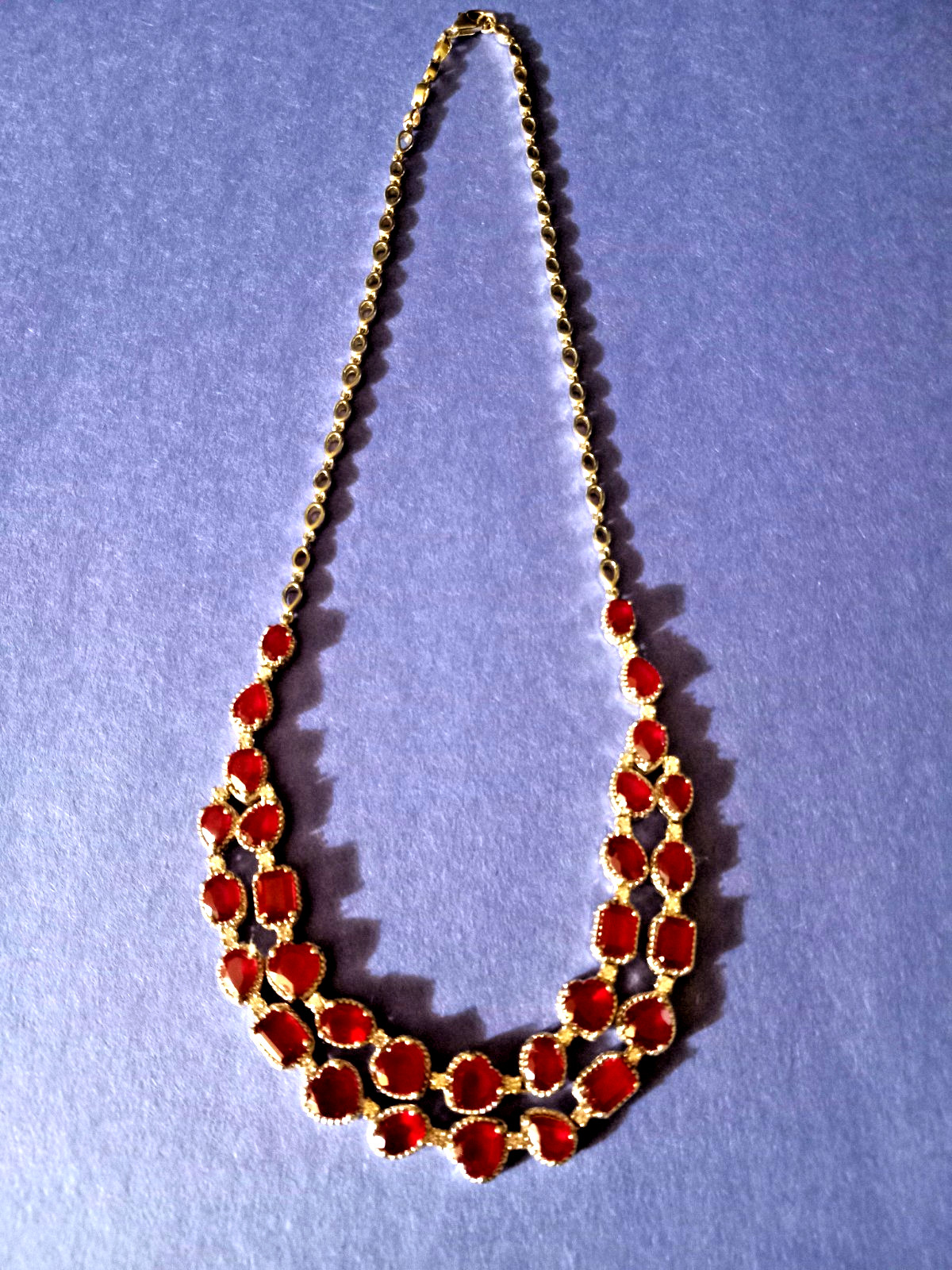 38.06 cts Niassa Ruby Cambodian Zircon Platinum / Silver Drape Necklace(18 in)