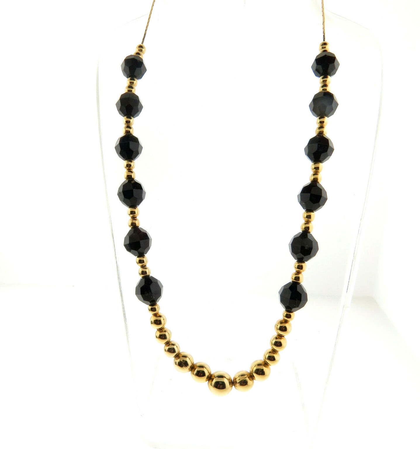 Park Lane Beaded Necklace in Black Gold 10 mm 17.5″