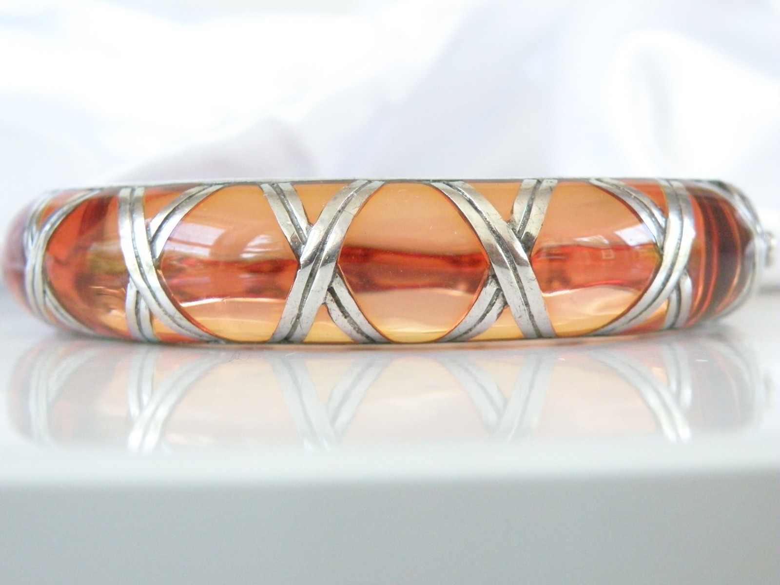 Angelique de Paris Sterling Silver Bamboo Thick Hinged Bracelet 7.5″