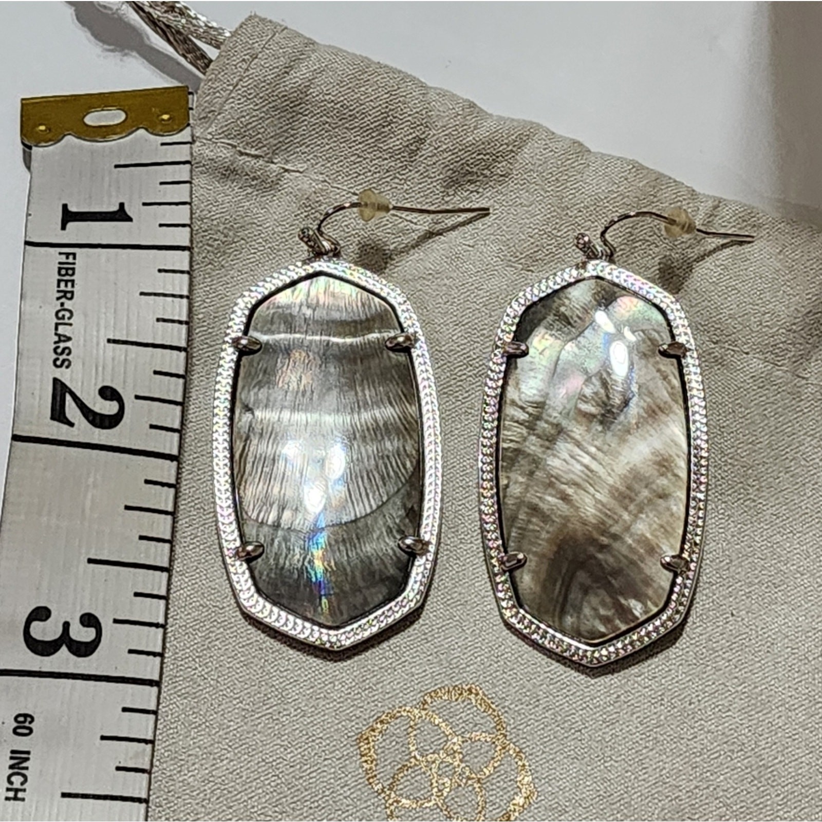 Kendra Scott Black MOP Mother of Pearl? and Silver Rhodium Danielle Earrings