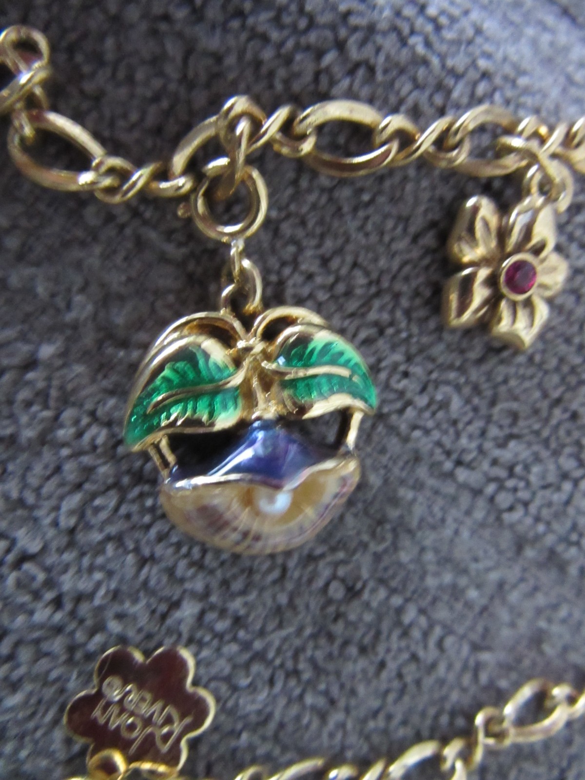 VTG Joan Rivers Victorian Language of Flowers Pansy Charm Locket Necklace EUC